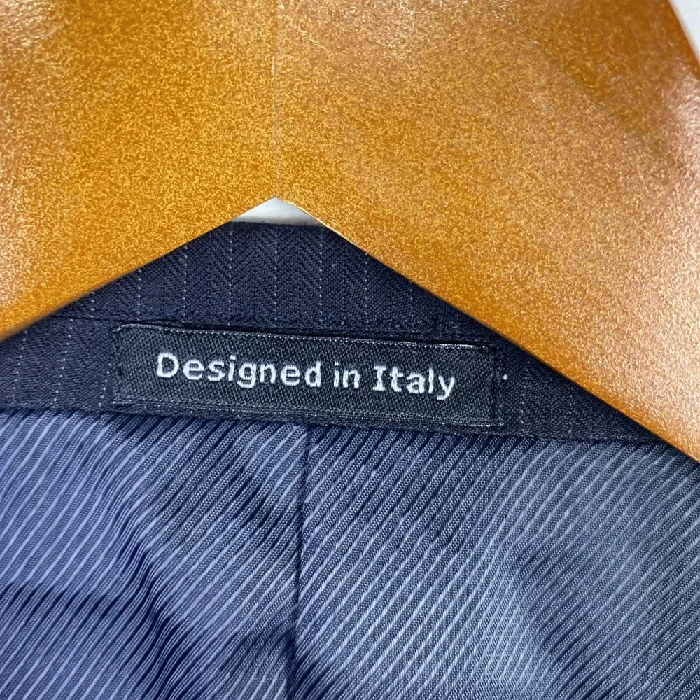 Gianni Uomo Le Collezioni Italy Blazer 46L Super 120s Wool Navy Pinstripe Jacket